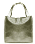 Gold Perforated Pebbled Leather Top Handle Tote - Brix + Bailey