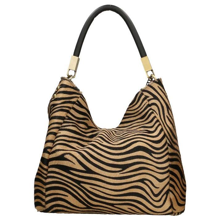 Gold Zebra Print Calf Hair Leather Tassel Grab Bag - Brix + Bailey