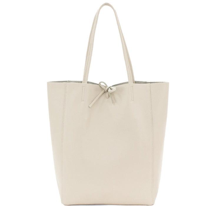 Ivory Pebbled Leather Tote Shopper - Brix + Bailey