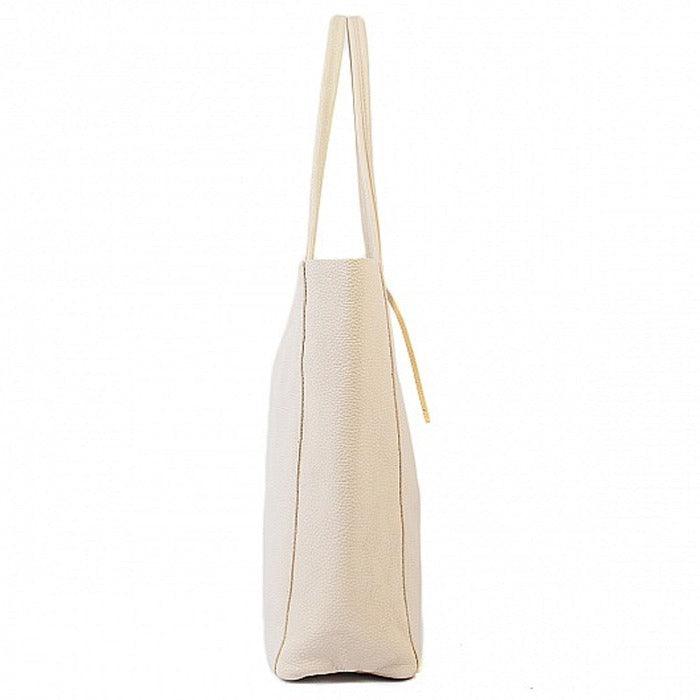 Ivory Pebbled Leather Tote Shopper - Brix + Bailey