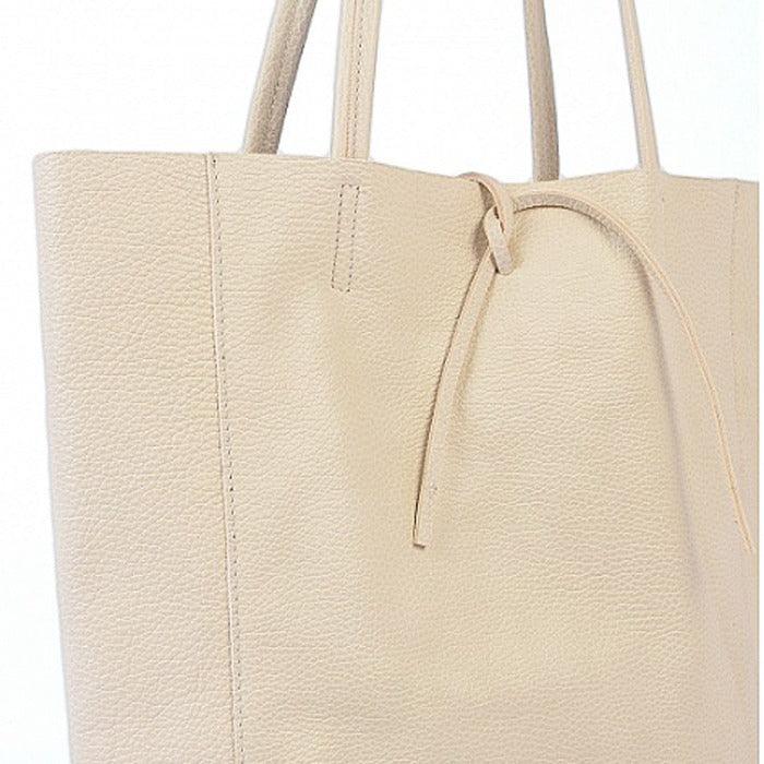 Ivory Pebbled Leather Tote Shopper - Brix + Bailey