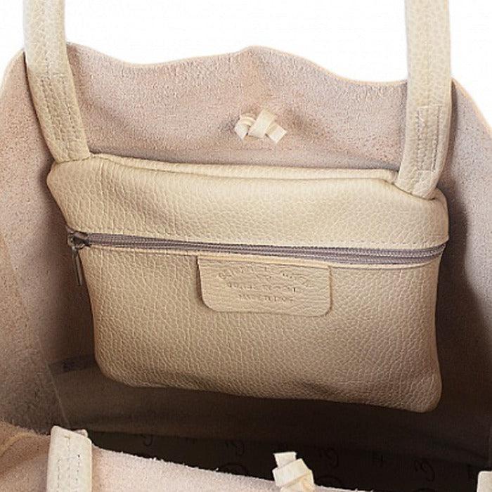 Ivory Pebbled Leather Tote Shopper - Brix + Bailey