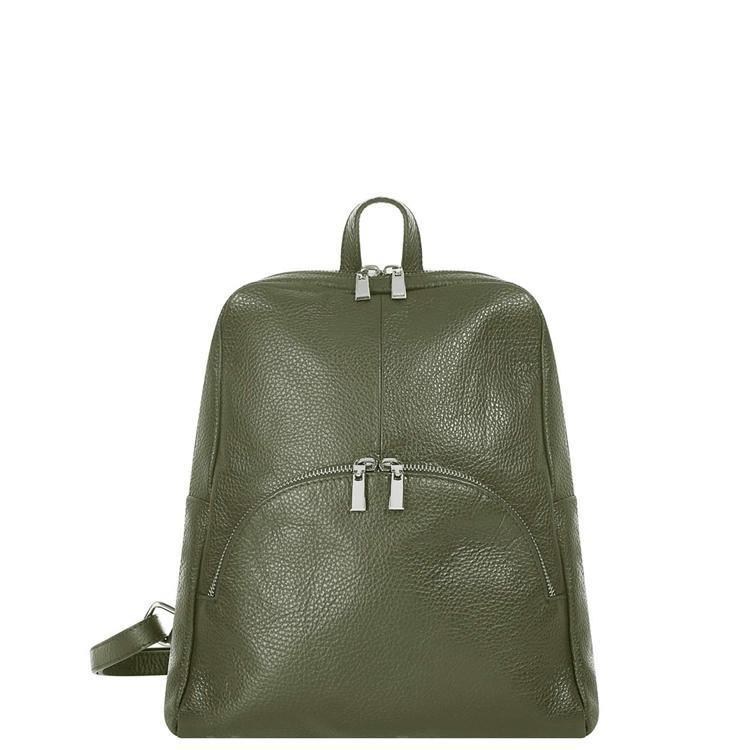 Khaki Small Pebbled Leather Backpack - Brix + Bailey