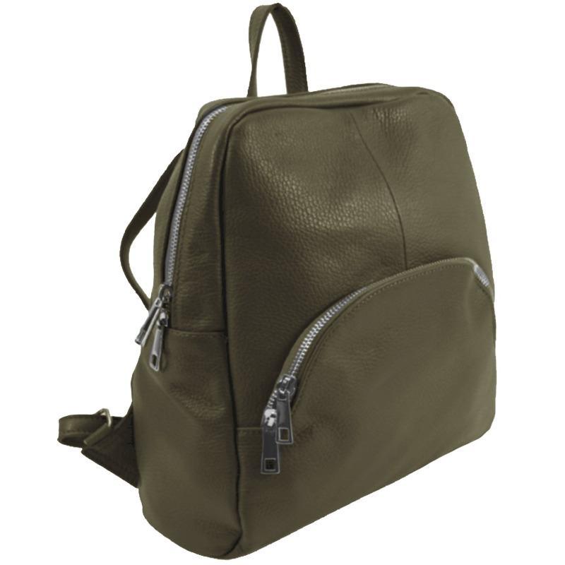 Khaki Small Pebbled Leather Backpack - Brix + Bailey