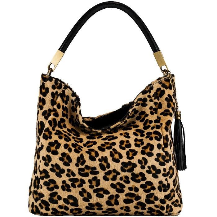 Leopard Print Calf Hair Leather Tassel Grab Bag - Brix + Bailey