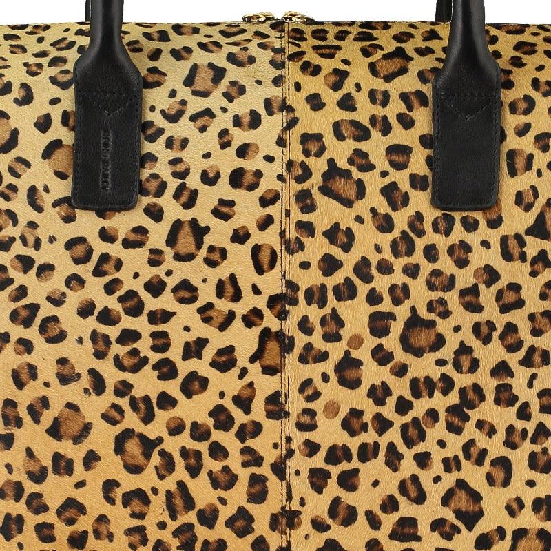 Leopard Print Large Cowhide Leather Grab Bag - Brix + Bailey
