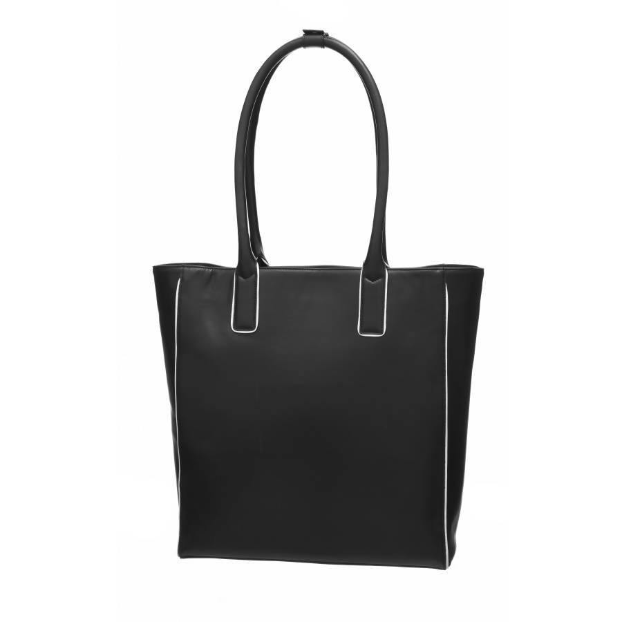 Black Piñatex™ Leather Piped Leather Day Tote Leather Day Tote - Brix and Bailey® - Contemporary Bag, Watch and Accessory Brand