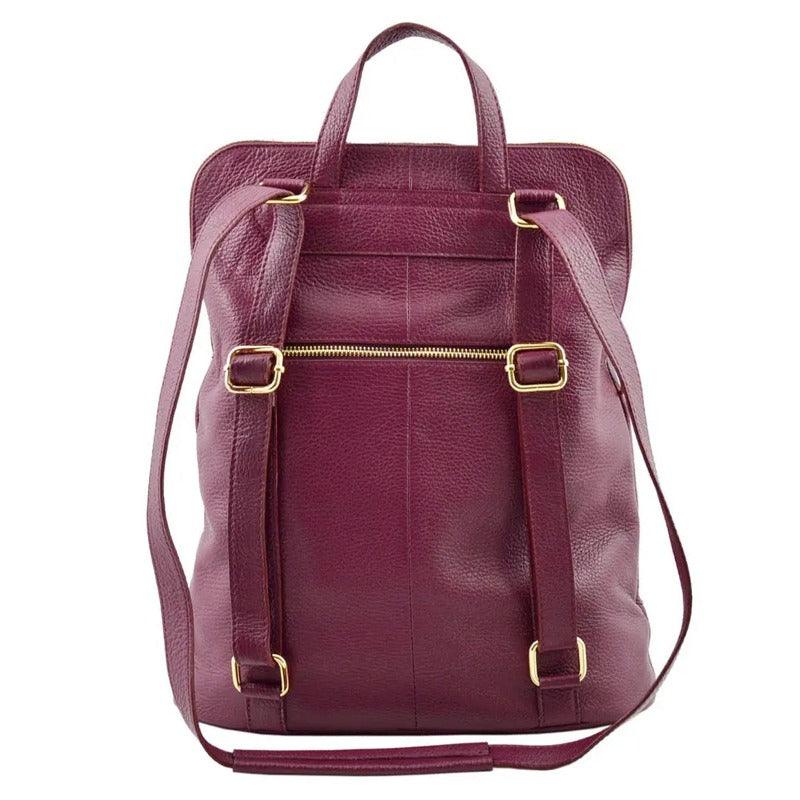 Maroon Soft Pebbled Leather Pocket Backpack - Brix + Bailey