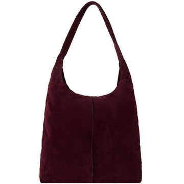 Maroon Soft Suede Hobo Shoulder Bag - Brix + Bailey