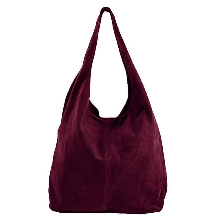 Maroon Soft Suede Hobo Shoulder Bag - Brix + Bailey