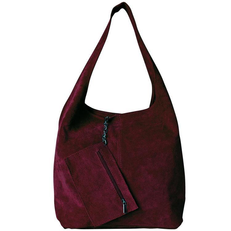 Maroon Soft Suede Hobo Shoulder Bag - Brix + Bailey