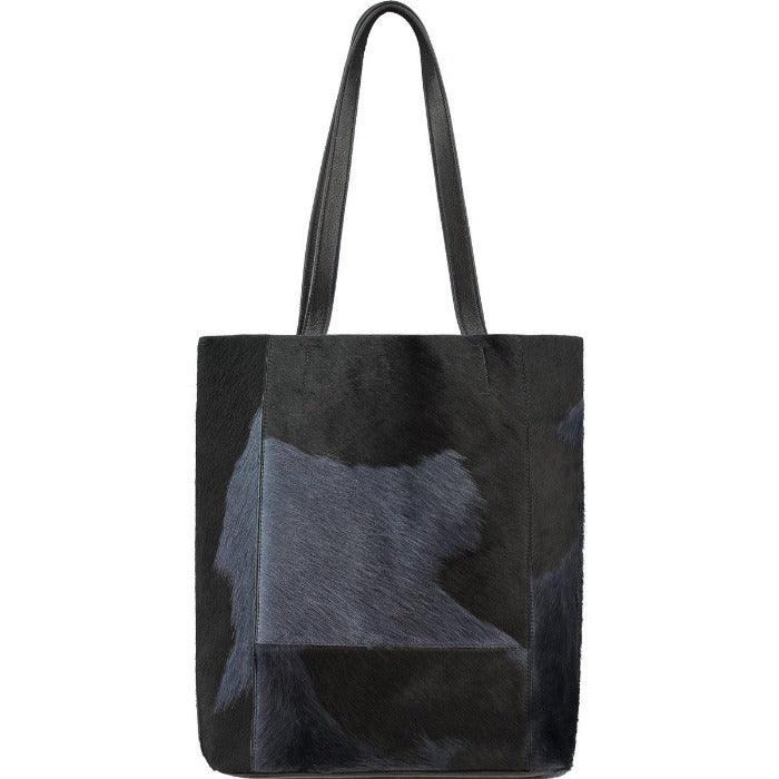 Navy Blue Women's Bow Cowhide Leather Tote Bag - Brix + Bailey