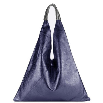 Navy Metallic Boho Leather Bag - Brix + Bailey