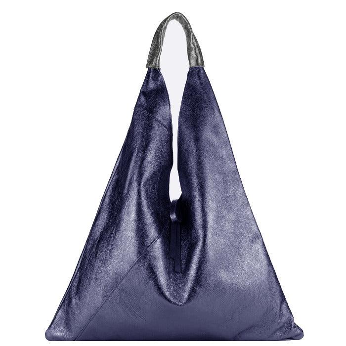 Navy Metallic Boho Leather Bag - Brix + Bailey