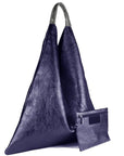 Navy Metallic Boho Leather Bag - Brix + Bailey
