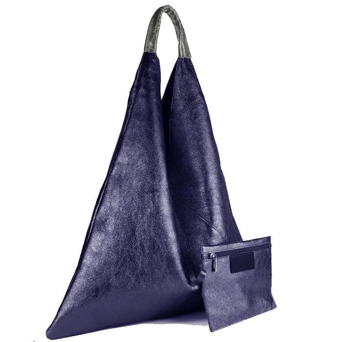 Navy Metallic Boho Leather Bag - Brix + Bailey