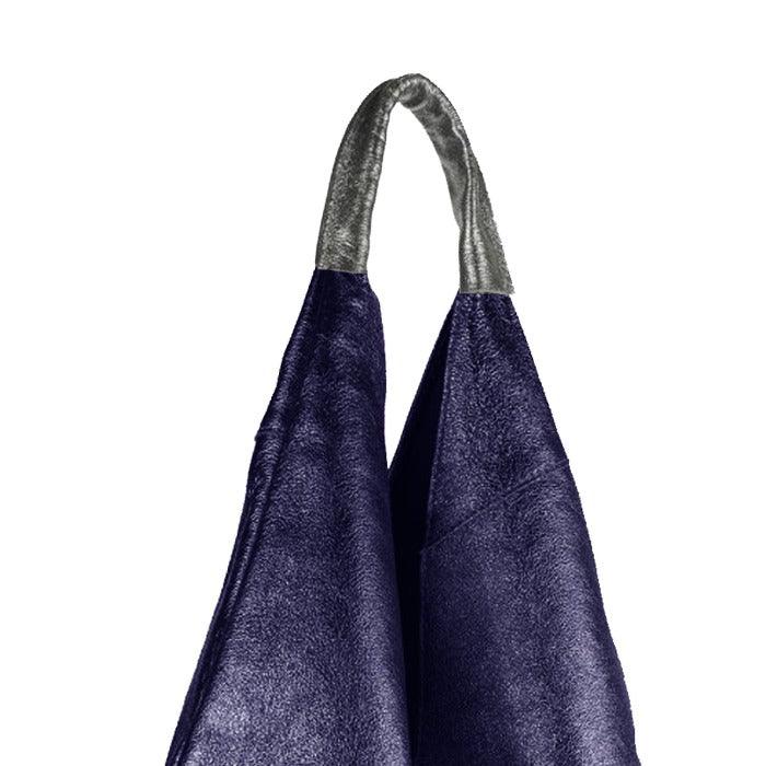 Navy Metallic Boho Leather Bag - Brix + Bailey