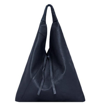 Navy Pebbled Boho Leather Bag - Brix + Bailey