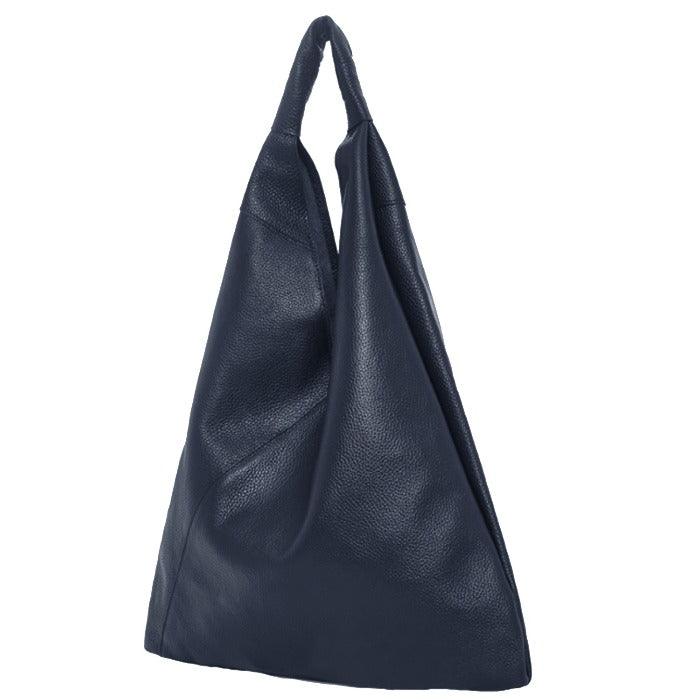 Navy Pebbled Boho Leather Bag - Brix + Bailey