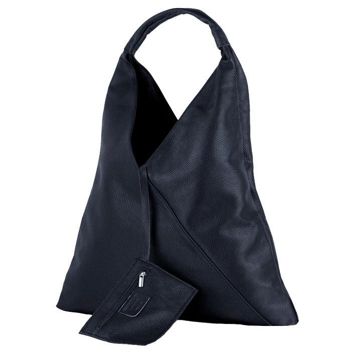 Navy Pebbled Boho Leather Bag - Brix + Bailey