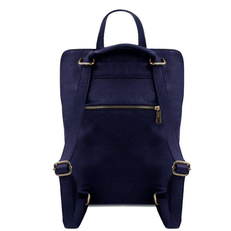 Navy Pebbled Leather Pocket Backpack - Brix + Bailey