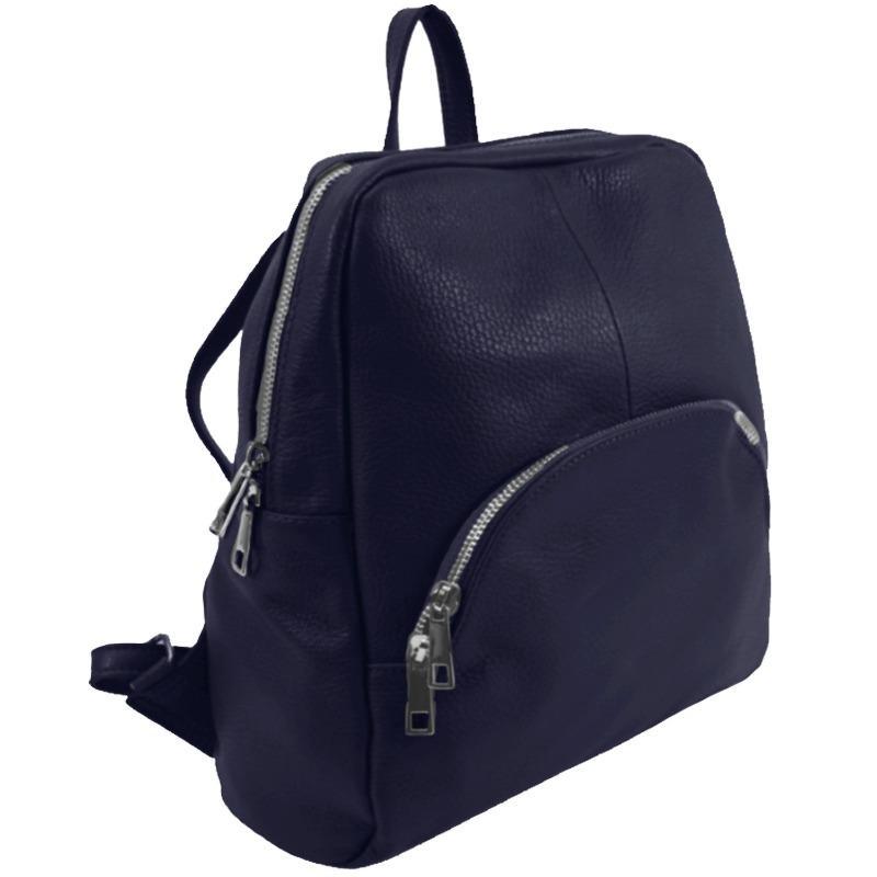 Navy Small Pebbled Leather Backpack - Brix + Bailey