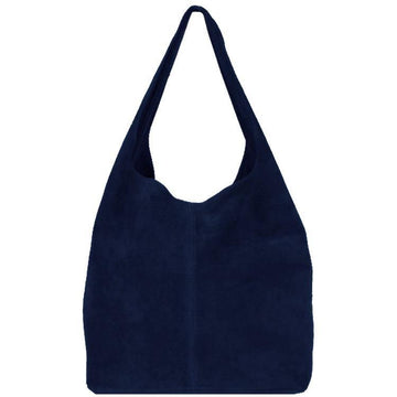 Navy Soft Suede Leather Hobo Shoulder Bag - Brix + Bailey