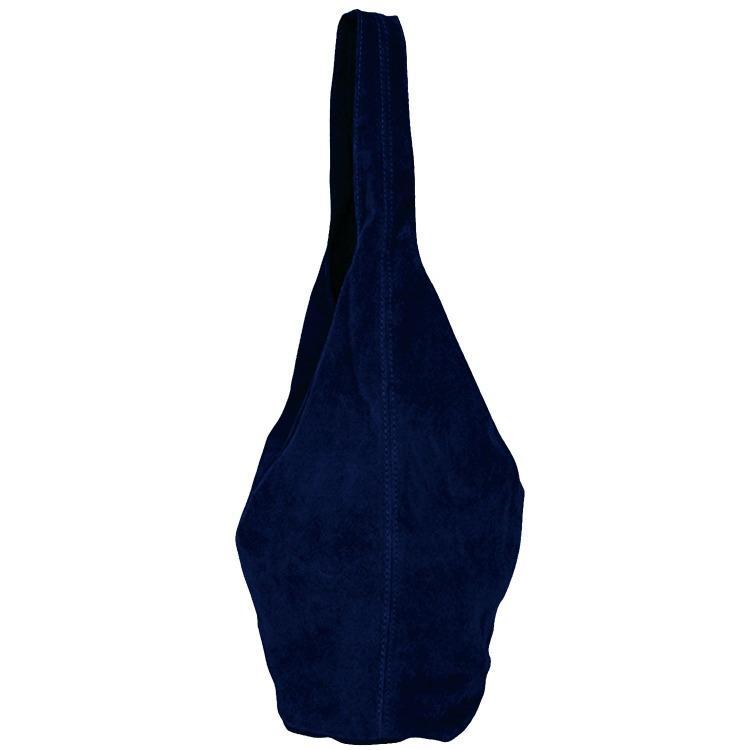 Navy Soft Suede Leather Hobo Shoulder Bag - Brix + Bailey