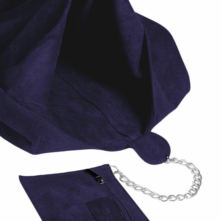 Navy Soft Suede Leather Hobo Shoulder Bag - Brix + Bailey
