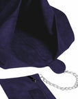 Navy Soft Suede Leather Hobo Shoulder Bag - Brix + Bailey