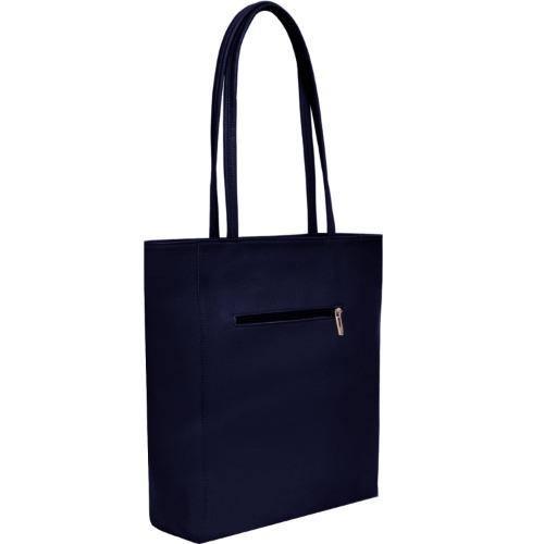 Navy Zip Top Leather Tote Shopper Bag - Brix + Bailey