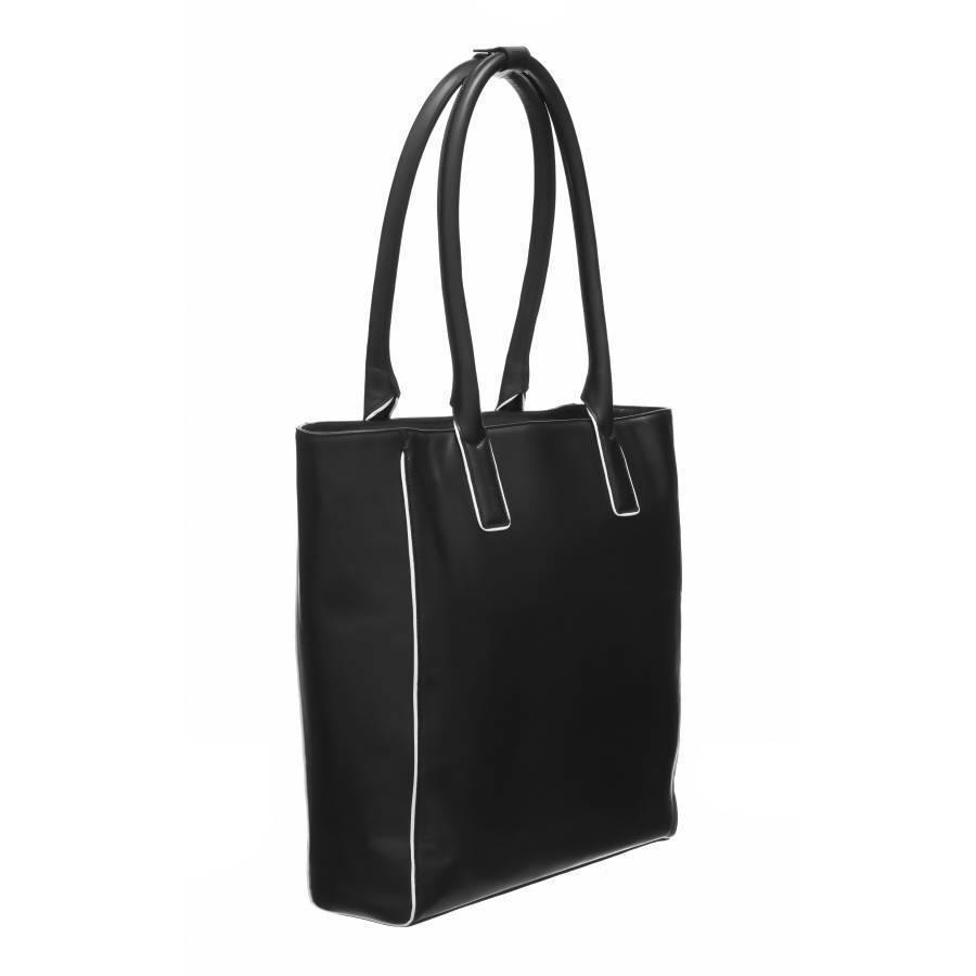 Black Piñatex™ Leather Piped Leather Day Tote Leather Day Tote - Brix and Bailey® - Contemporary Bag, Watch and Accessory Brand