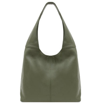 Olive Green Soft Pebbled Leather Hobo Bag - Brix + Bailey