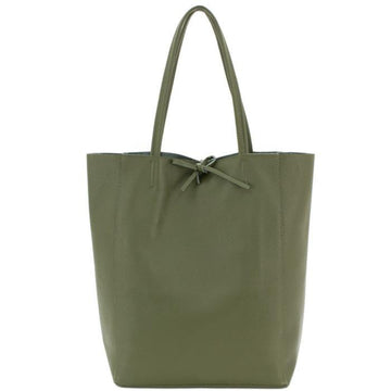 Olive Pebbled Leather Tote Shopper - Brix + Bailey