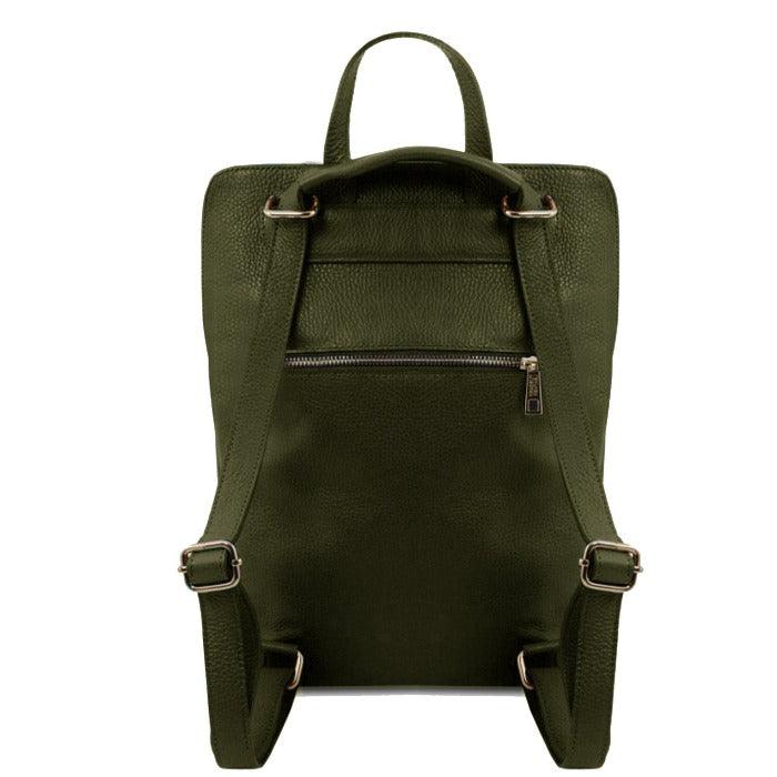 Olive Soft Pebbled Leather Pocket Backpack - Brix + Bailey