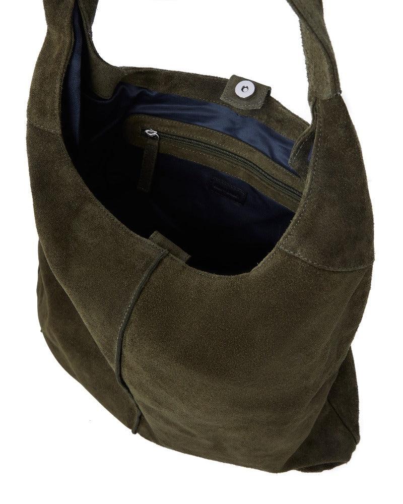 Olive Soft Suede Hobo Shoulder Bag - Brix + Bailey