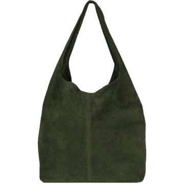 Olive Soft Suede Leather Hobo Shoulder Bag - Brix + Bailey