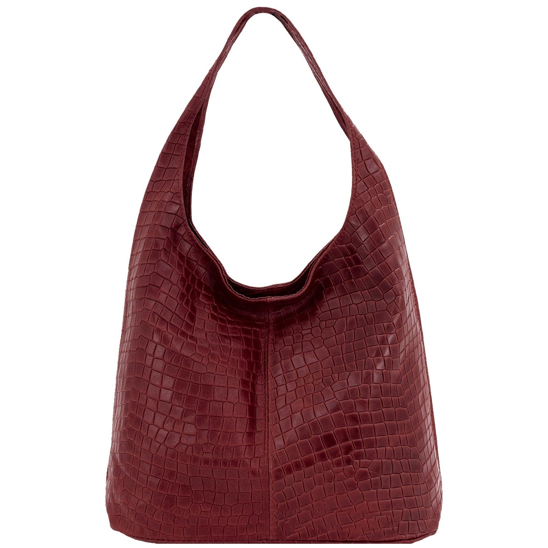Plum Croc Print Leather Hobo Bag - Brix + Bailey