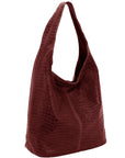 Plum Croc Print Leather Hobo Bag - Brix + Bailey