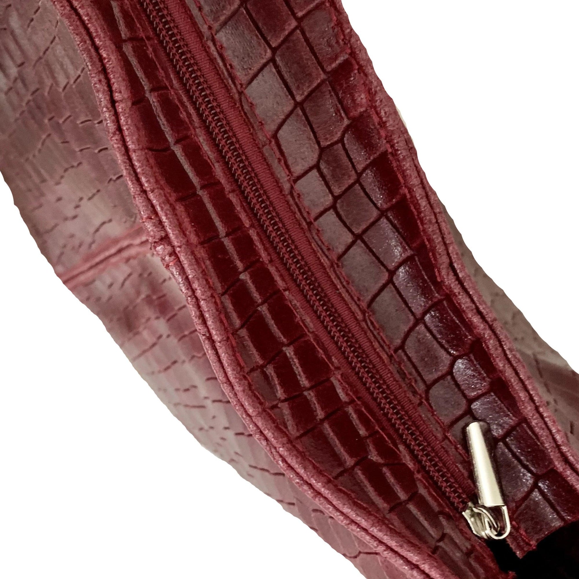 Plum Croc Print Leather Hobo Bag - Brix + Bailey