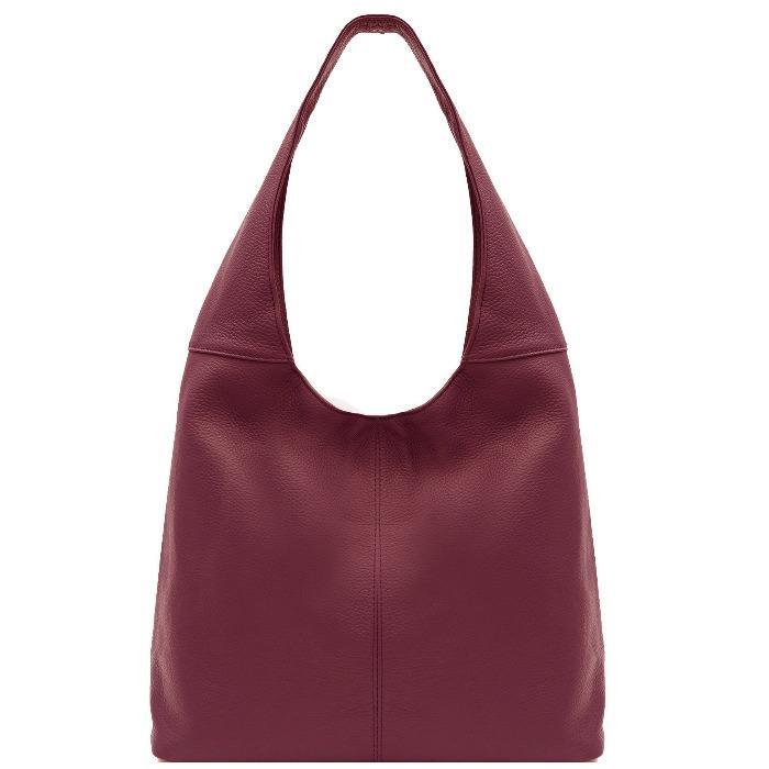 Plum Soft Pebbled Leather Hobo Bag - Brix + Bailey