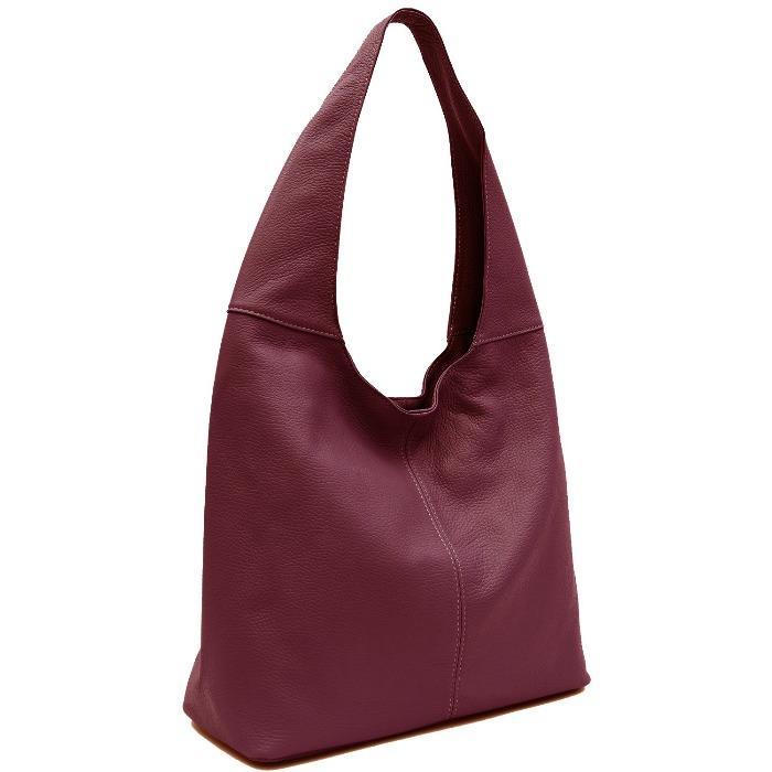 Plum Soft Pebbled Leather Hobo Bag - Brix + Bailey