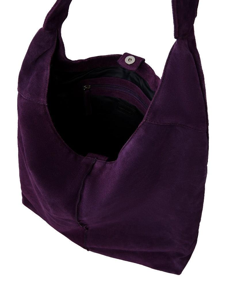 Purple Soft Suede Hobo Shoulder Bag - Brix + Bailey