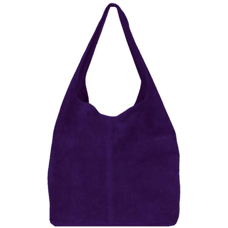 Purple Soft Suede Leather Hobo Shoulder Bag - Brix + Bailey