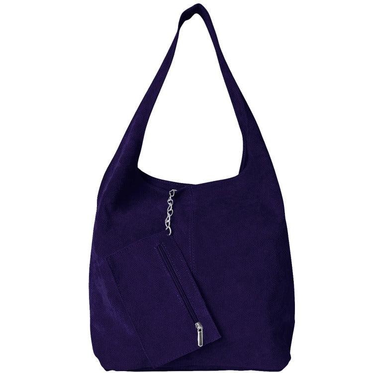 Purple Soft Suede Leather Hobo Shoulder Bag - Brix + Bailey