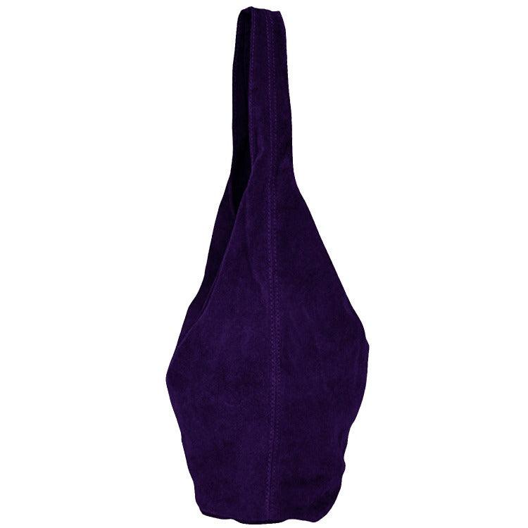 Purple Soft Suede Leather Hobo Shoulder Bag - Brix + Bailey