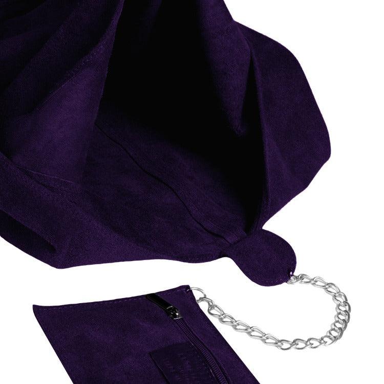 Purple Soft Suede Leather Hobo Shoulder Bag - Brix + Bailey
