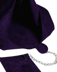 Purple Soft Suede Leather Hobo Shoulder Bag - Brix + Bailey