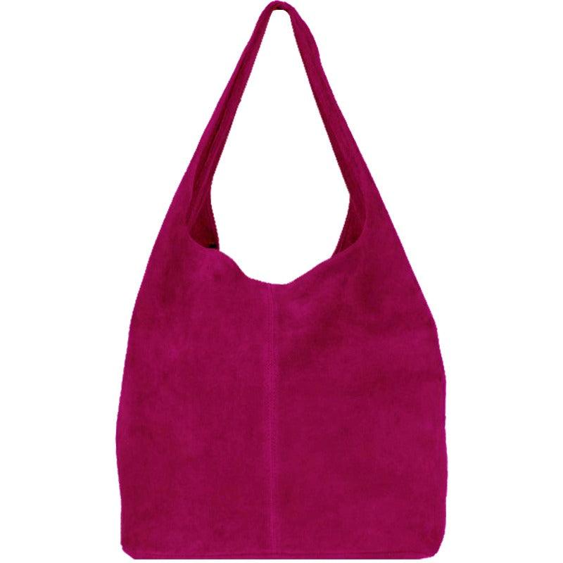 Raspberry Soft Suede Hobo Shoulder Bag - Brix + Bailey