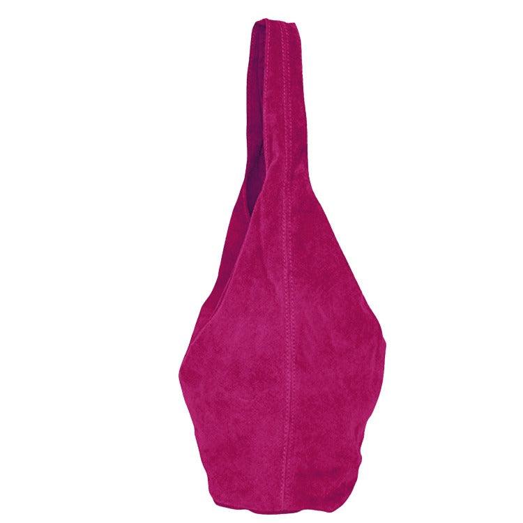 Raspberry Soft Suede Hobo Shoulder Bag - Brix + Bailey